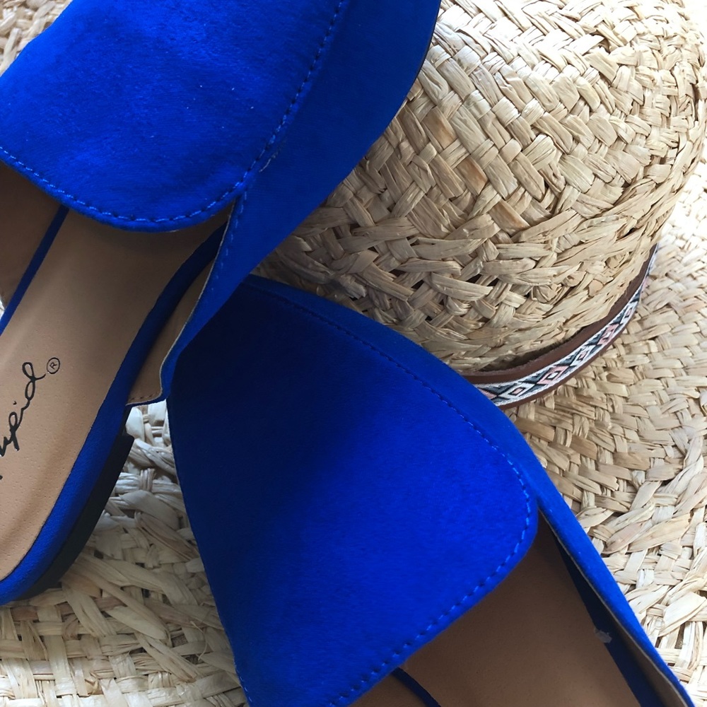 JUST IN! Blue Vegan Suede Slide Loafer Style Mules - Picture 5 of 8